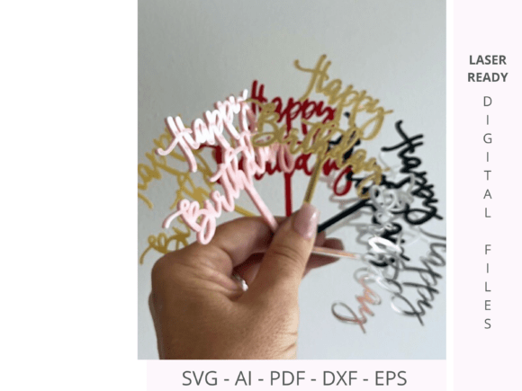 Download Happy Birthday Cake and Cupcake Toppers - Happy Collection