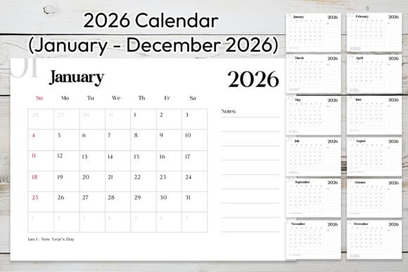 Download Printable 2026 Calendar PDF Minimalist - Calendar pdf Collection