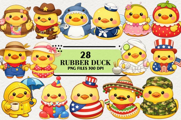 Download Kawaii Rubber Duck Clipart Bundle - Rubber duck clipart Collection