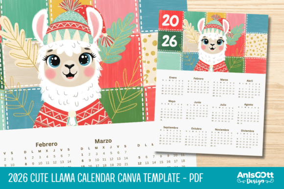 Download 2026 Llama Calendar PDF &amp; Canva Template - Calendar pdf Collection