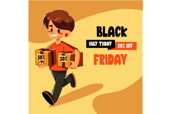 Download Black Friday Banner with Happy Young Man - Happy Collection