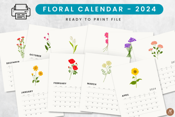 Download Printable Floral 2024 Calendar PDF - Calendar pdf Collection