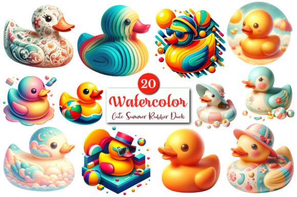 Download Cute Summer Rubber Duck Clipart Bundle - Rubber duck clipart Collection