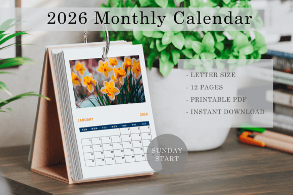 Download 2026 Floral Printable Photo Calendar PDF - Calendar pdf Collection