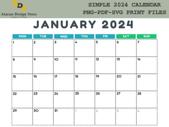 Download 2024 Minimal Simple Monthly Calendar PDF - Calendar pdf Collection