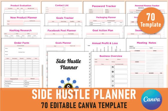 Download Editable Side Hustle Planner for Canva - Premium Resources