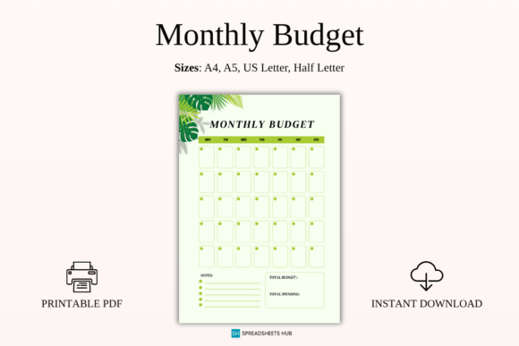 Download Tropical Monthly Budget Calendar PDF - Calendar pdf Collection